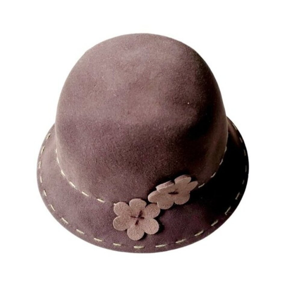 Vintage Brown Wool Bucket fall Winter Minimal Cloche Hat